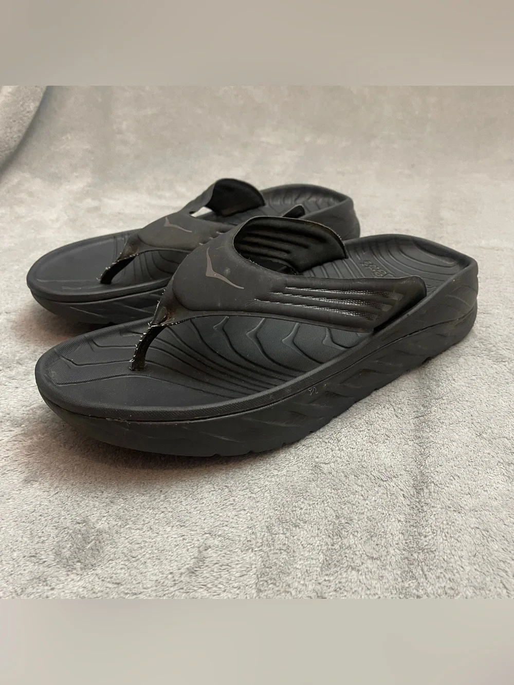 Hoka One One Ora Recovery Flip Sandals Black Anthracite Mens 11